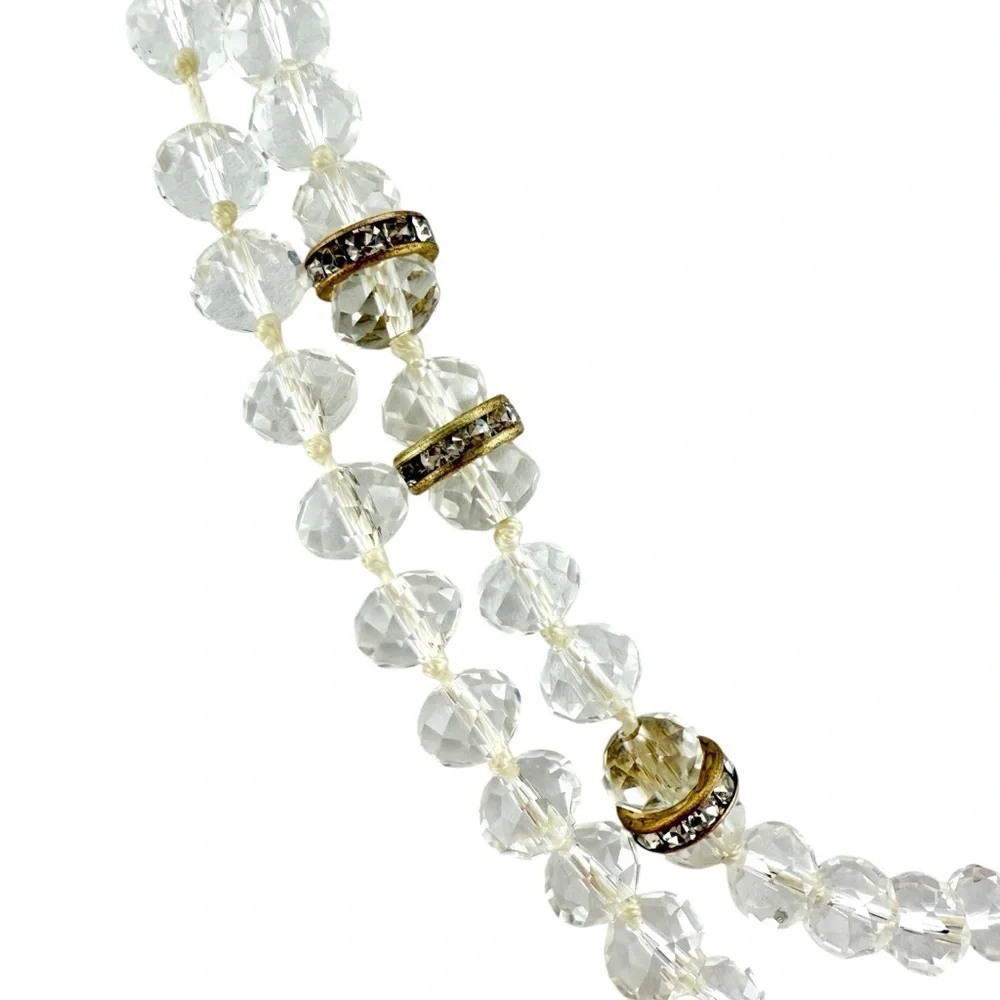 J. Crew Clear and Gold Beaded Necklace